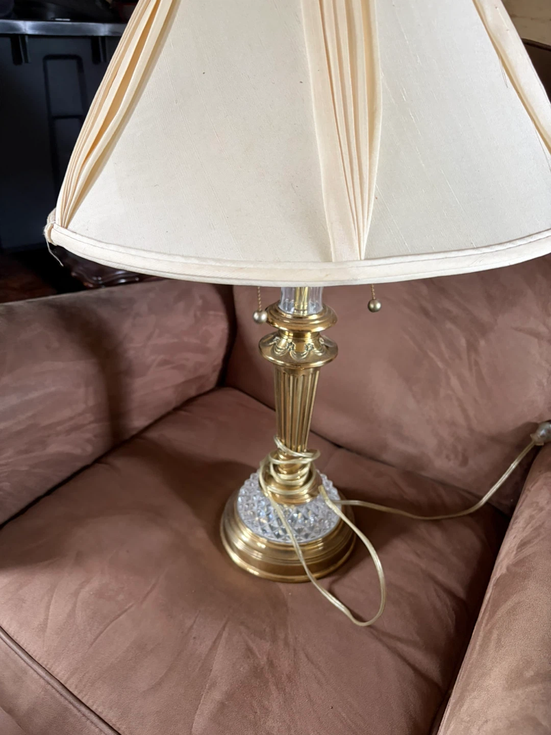 Stiffel Brass and Crystal Table Lamp