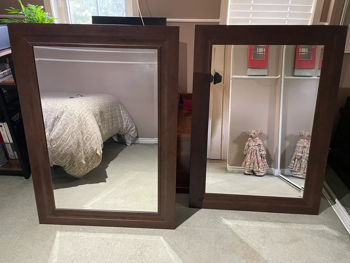 Two large dark wood mirrors - photo 2