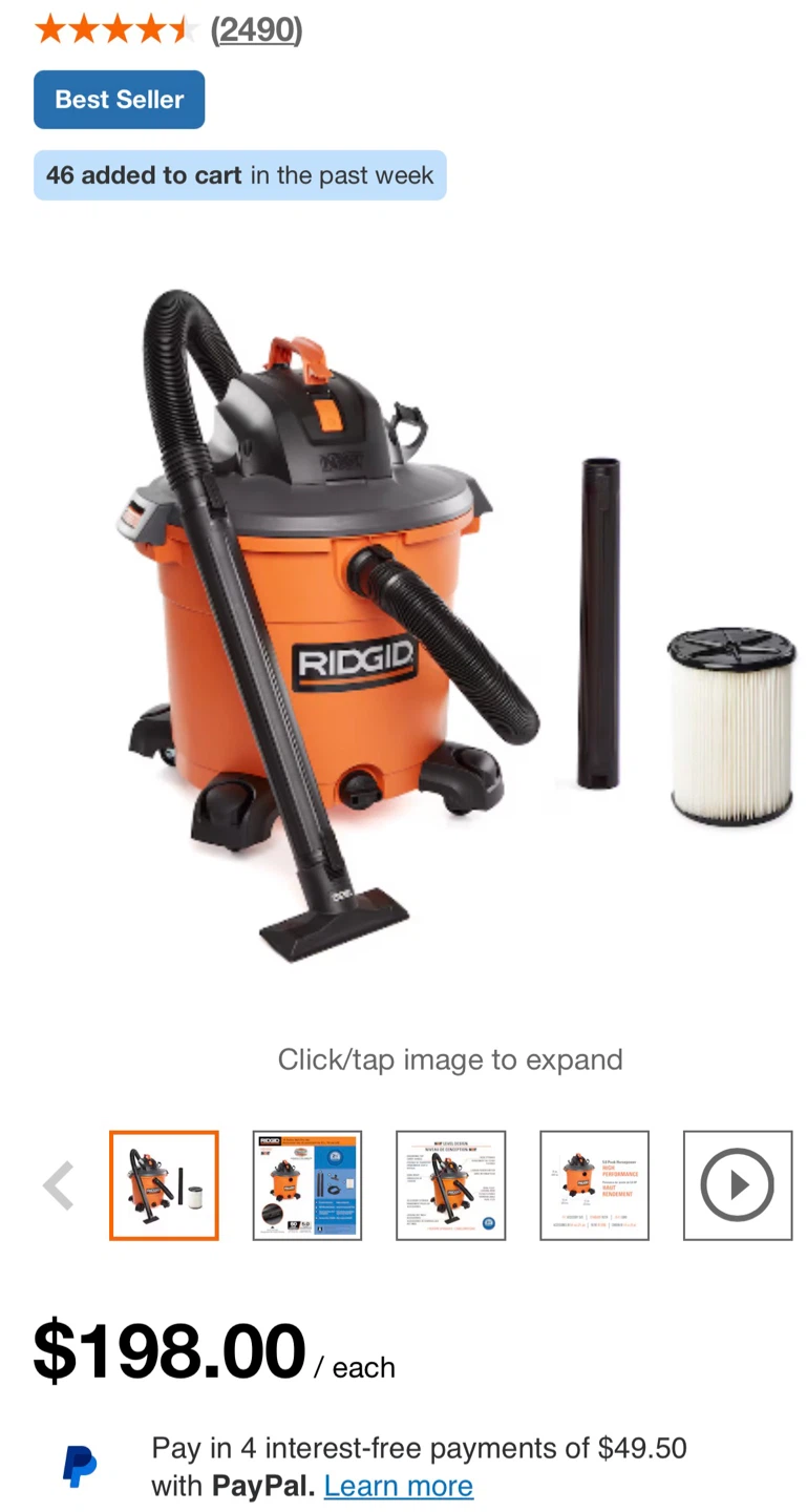 RIDGID 16 Gallon Wet/Dry Vac - photo 2