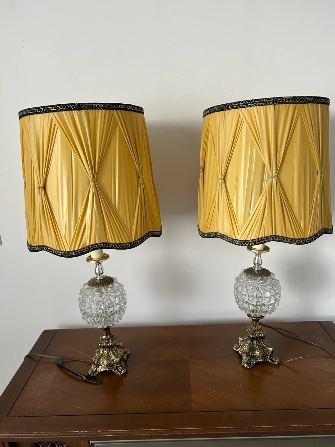 Pair of vintage crystal table lamps