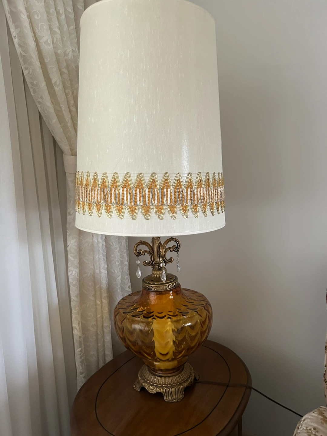 Vintage Amber Glass Table Lamps