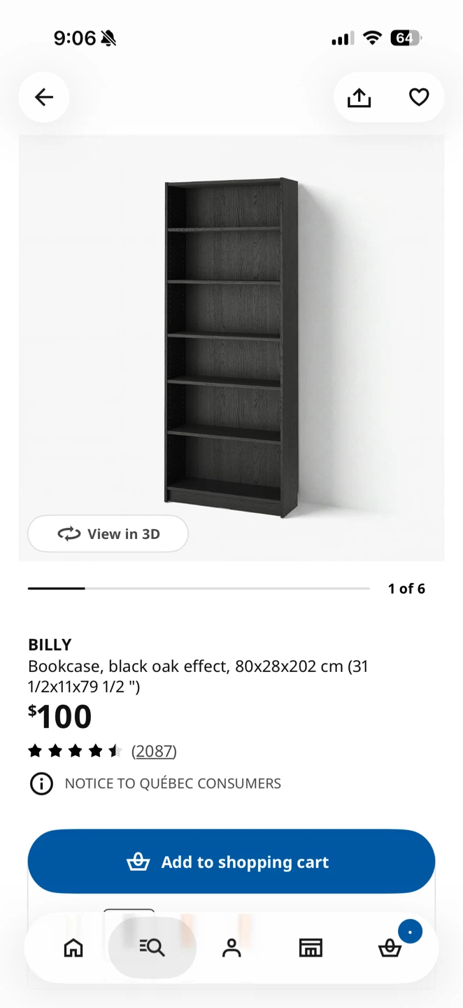 IKEA BILLY Bookcase in Black Oak Effect