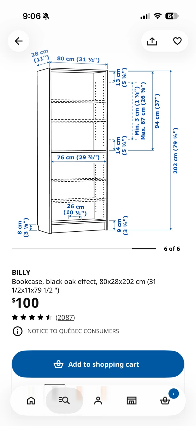 IKEA BILLY Bookcase in Black Oak Effect - photo 3