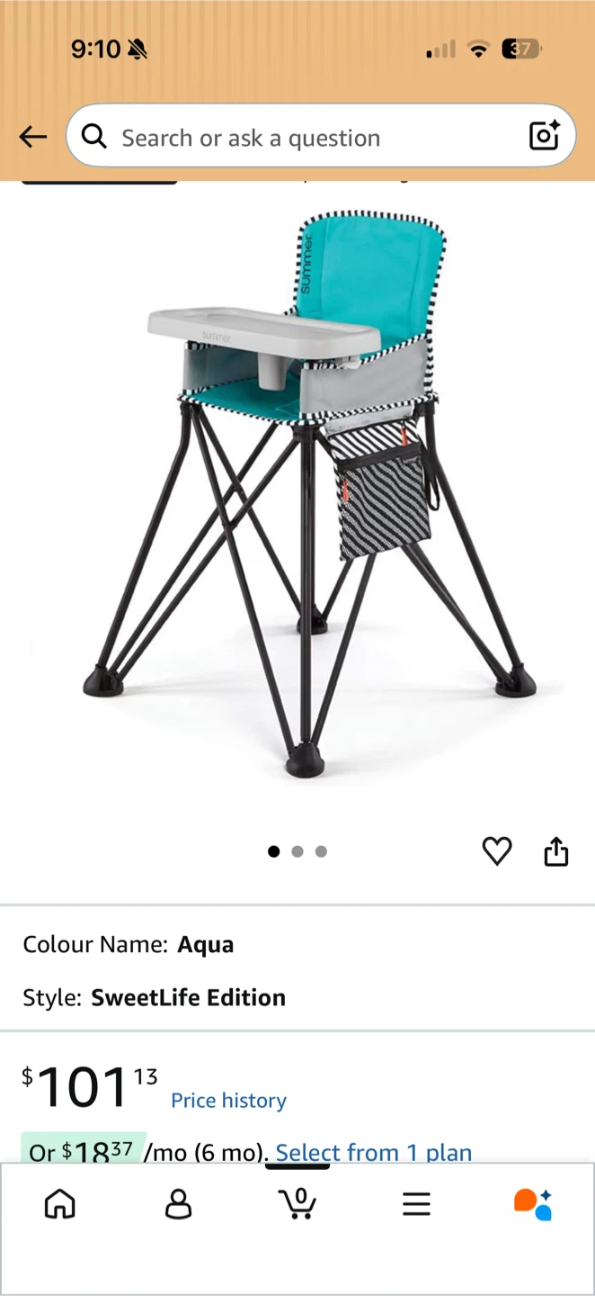 Summer Infant Pop 'N Sit Portable High Chair Aqua