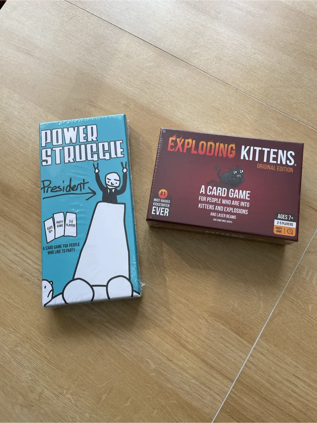 Exploding Kittens and Power Struggle Card Games