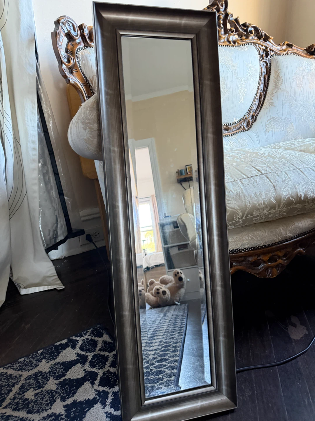 Wall Mirror with Brushed Silver Frame