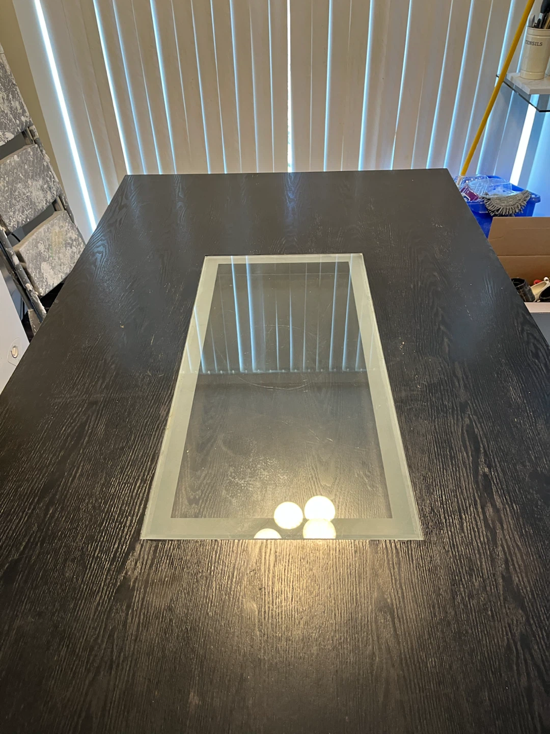 Black Dining Table with Glass Center - photo 2