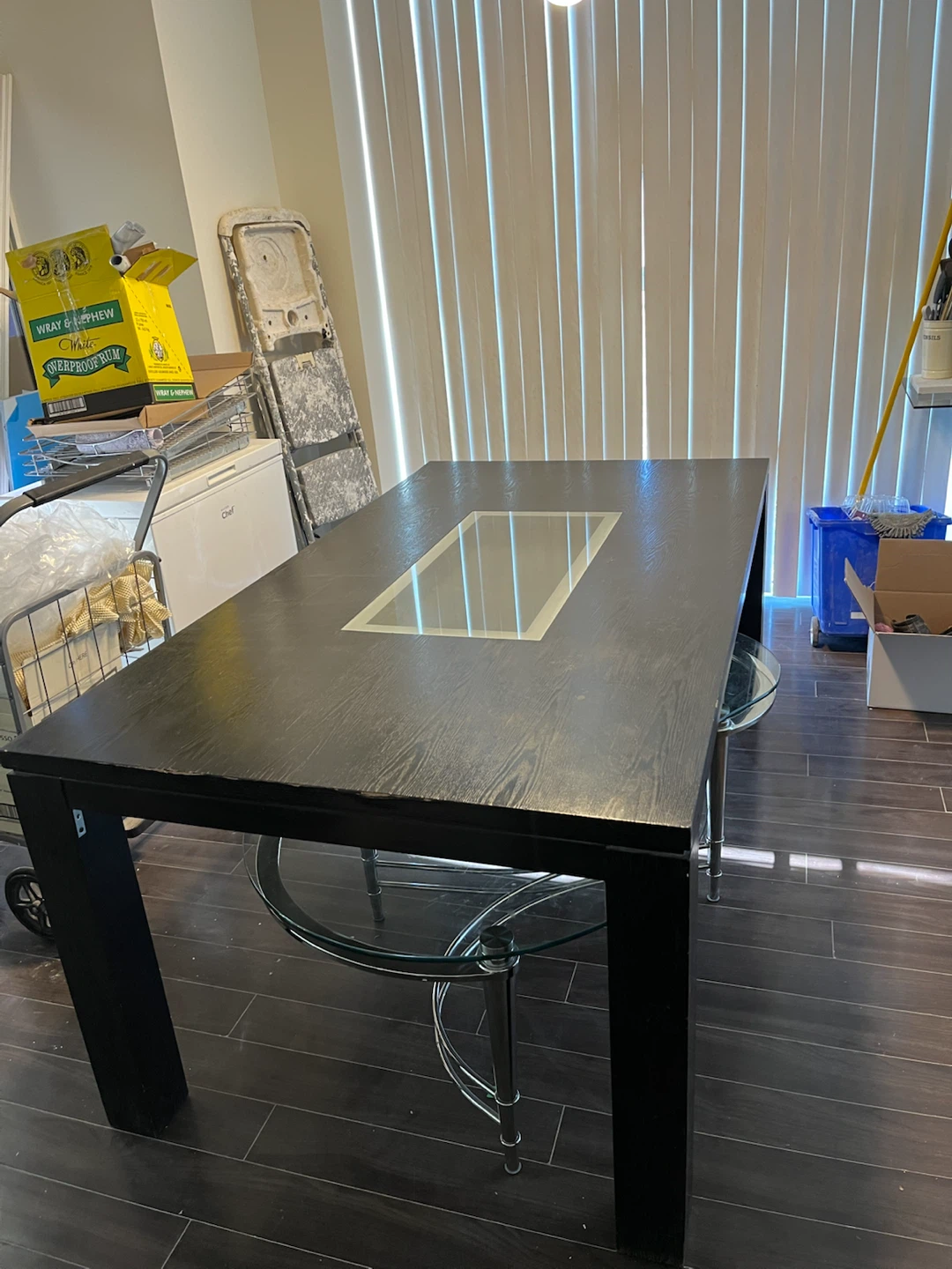 Black Dining Table with Glass Center - photo 3