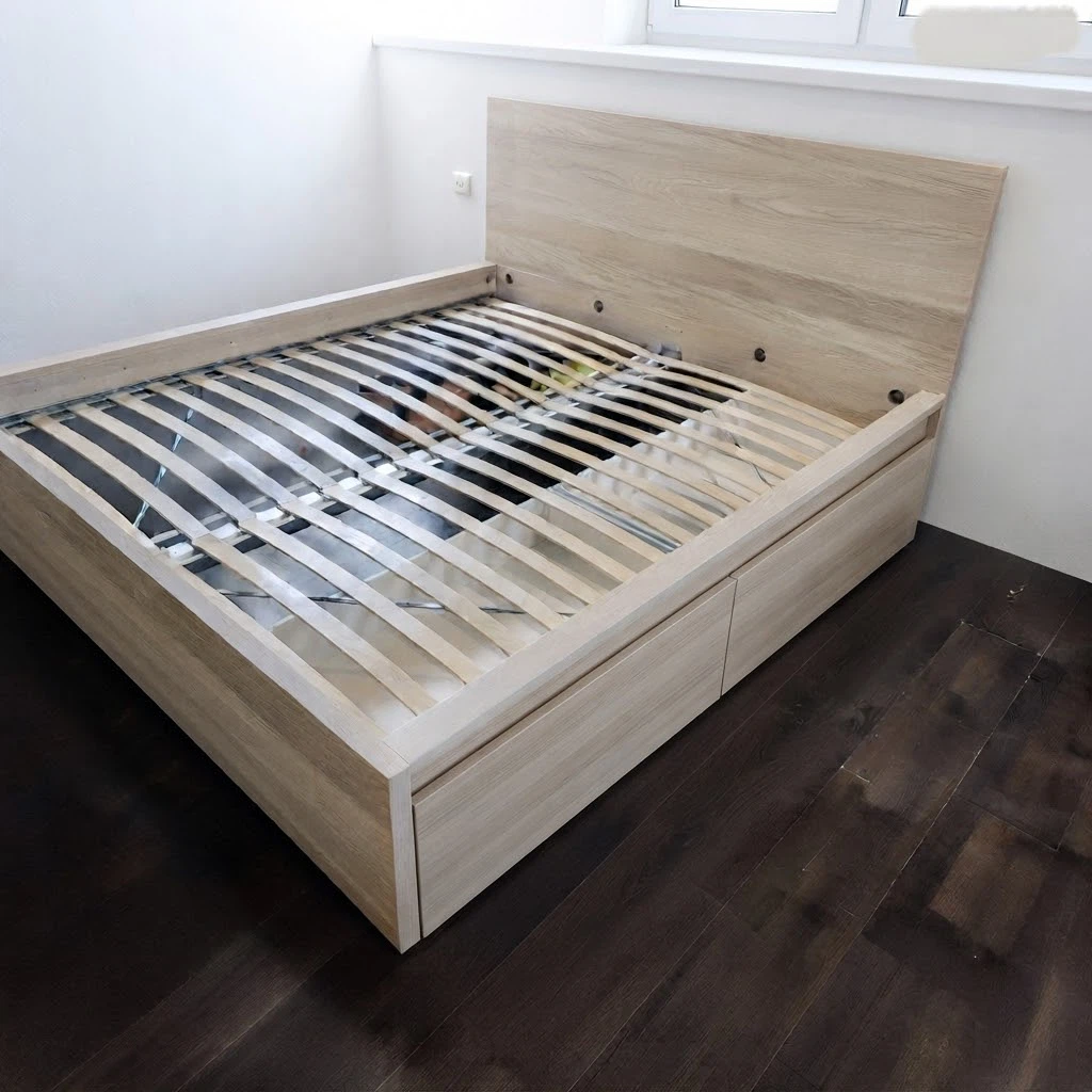 IKEA Malm King Size Bed Frame plus 2 Drawers Oak