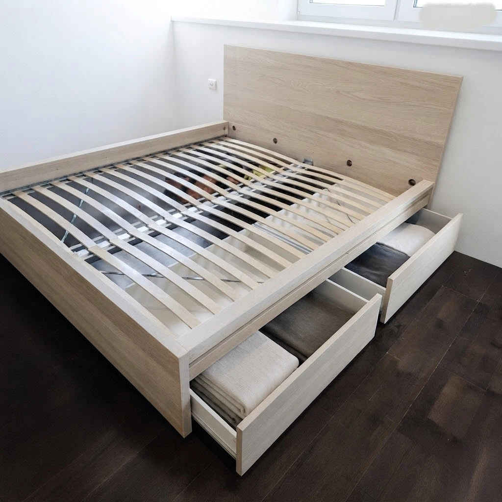 IKEA Malm King Size Bed Frame plus 2 Drawers Oak - photo 2