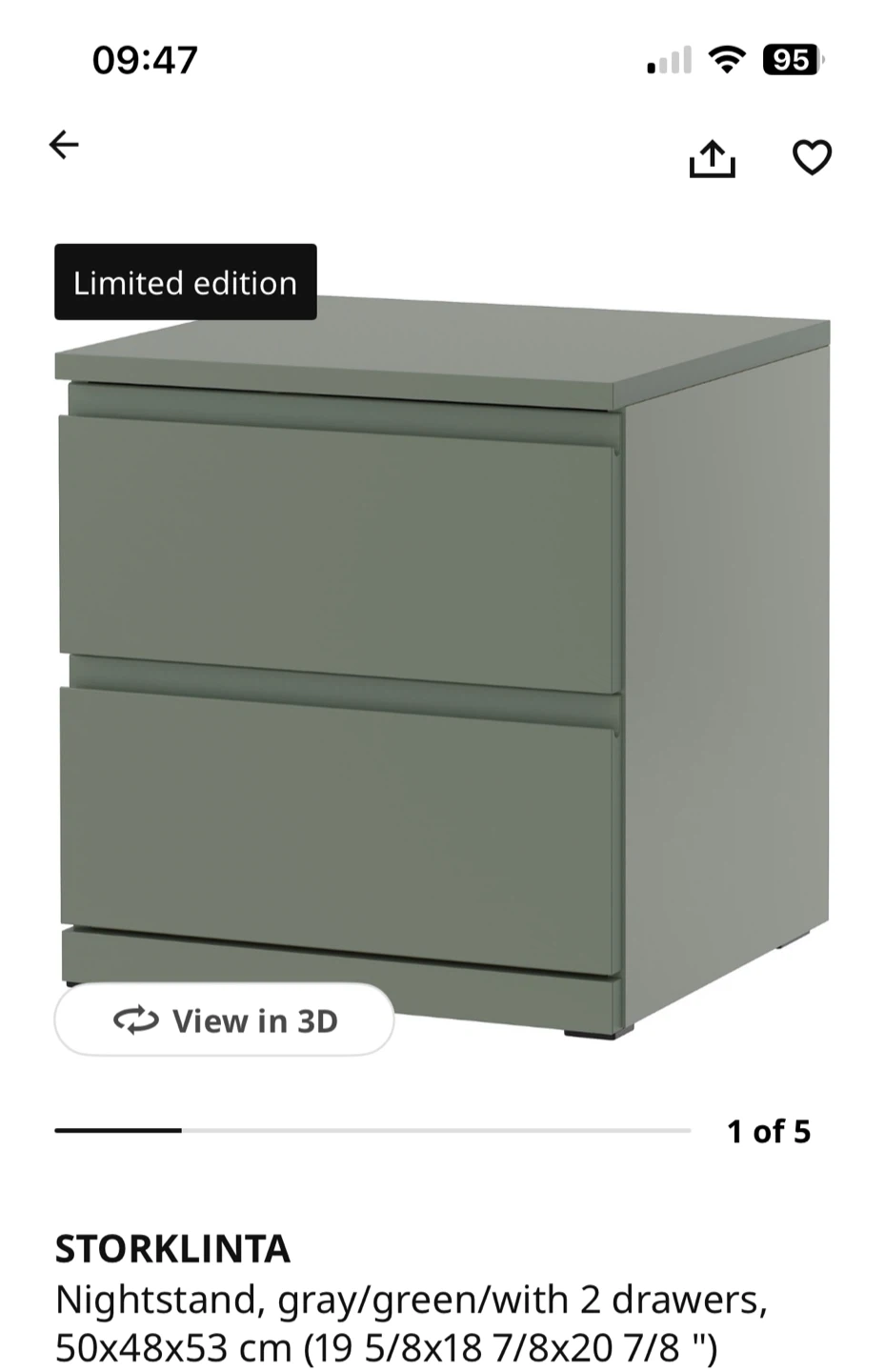 IKEA STORKLINTA 2-Drawer Nightstand