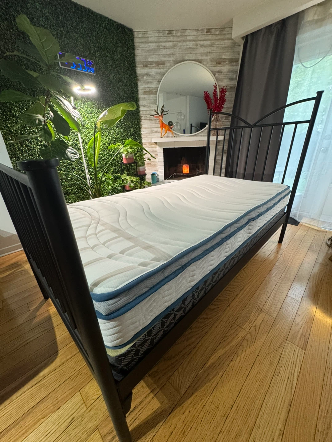 Single size metal bed frame with mattress