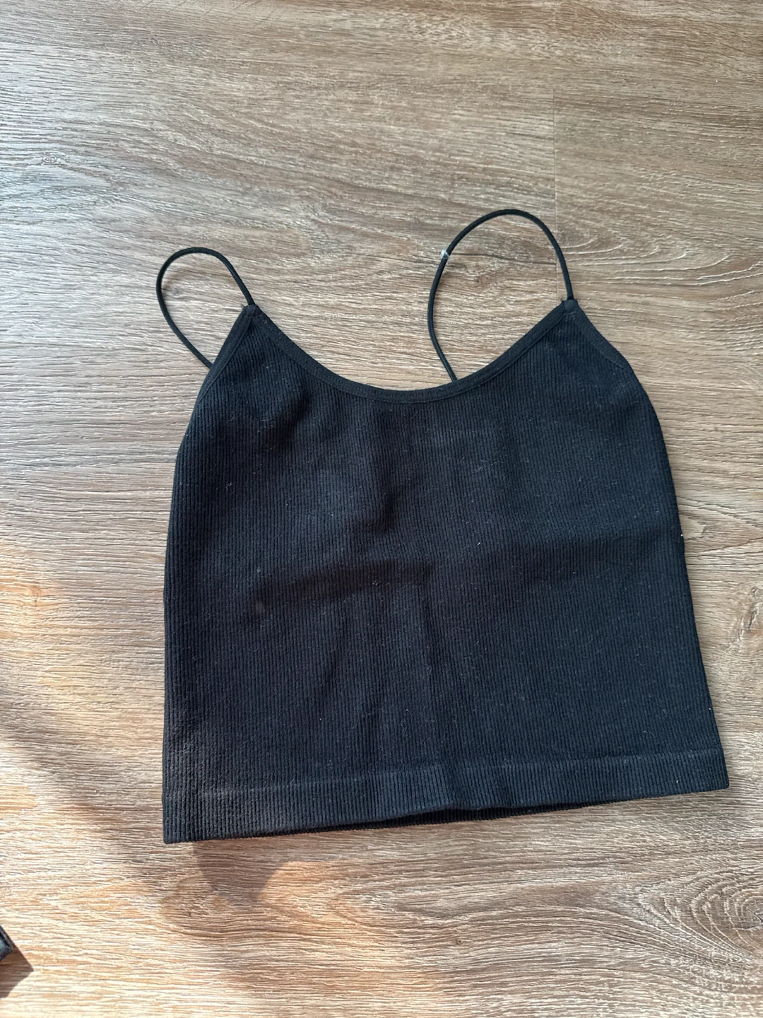 Black Ribbed Spaghetti Strap Tank Top