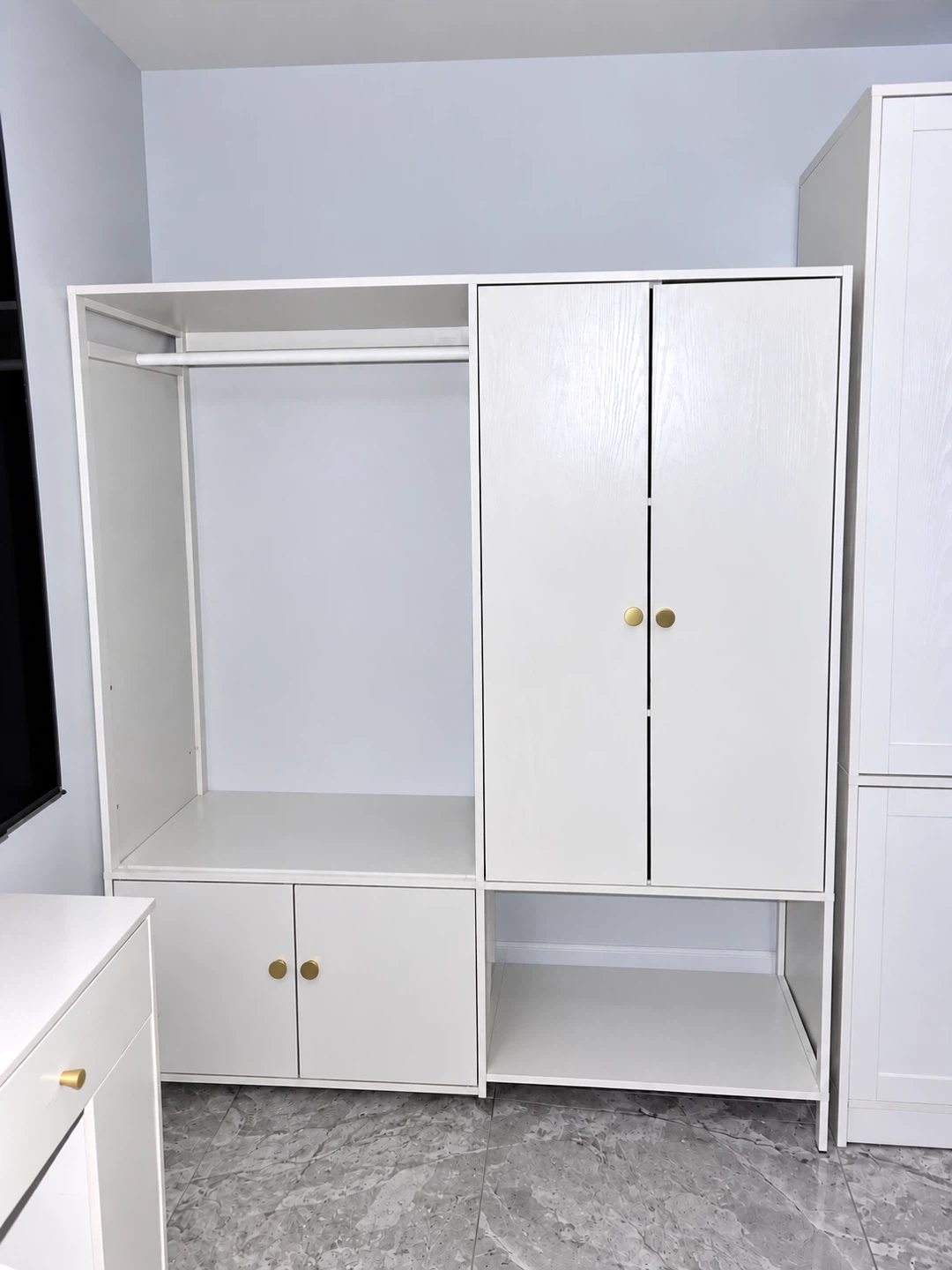 White Open Wardrobe with Doors