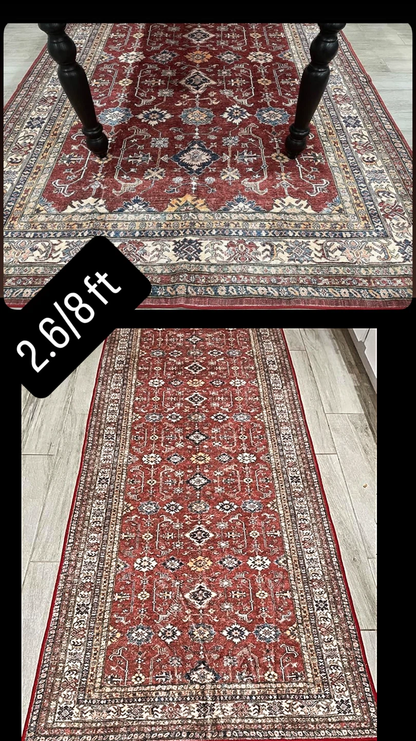 Washable Distressed Runner Rug - Burgundy - photo 3