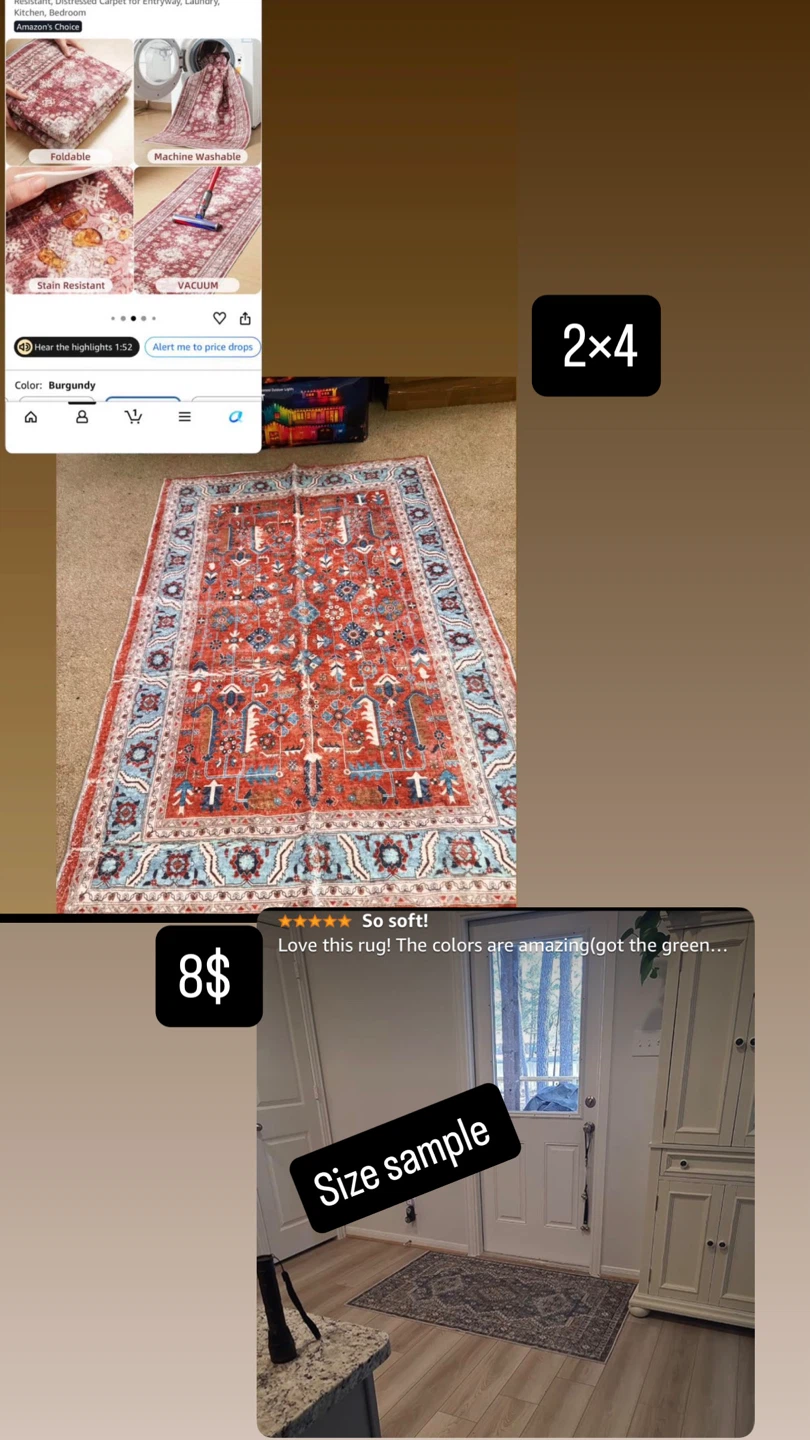 Washable Distressed Runner Rug - Burgundy - photo 5