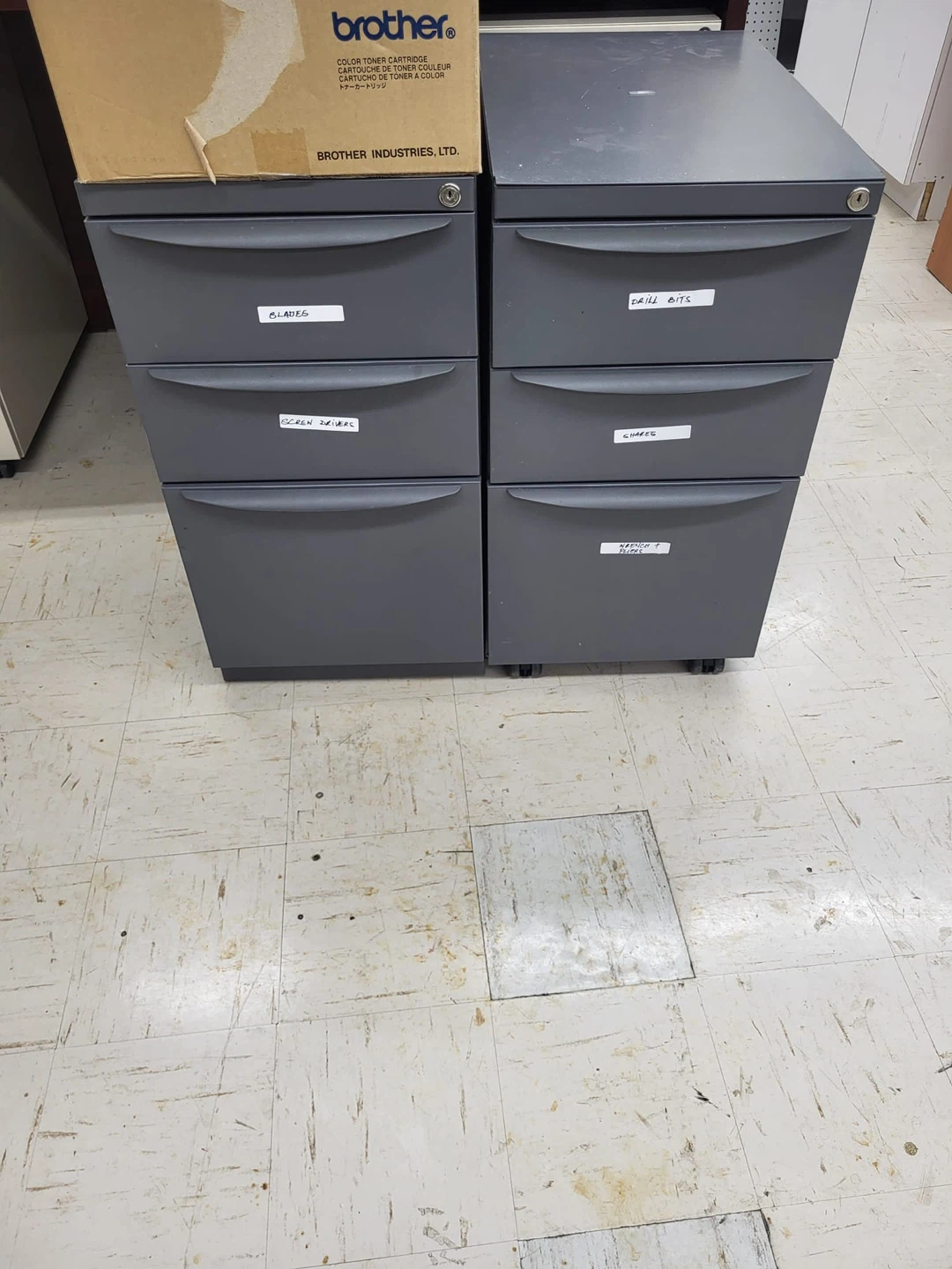 Two Grey Mobile Filing Cabinets