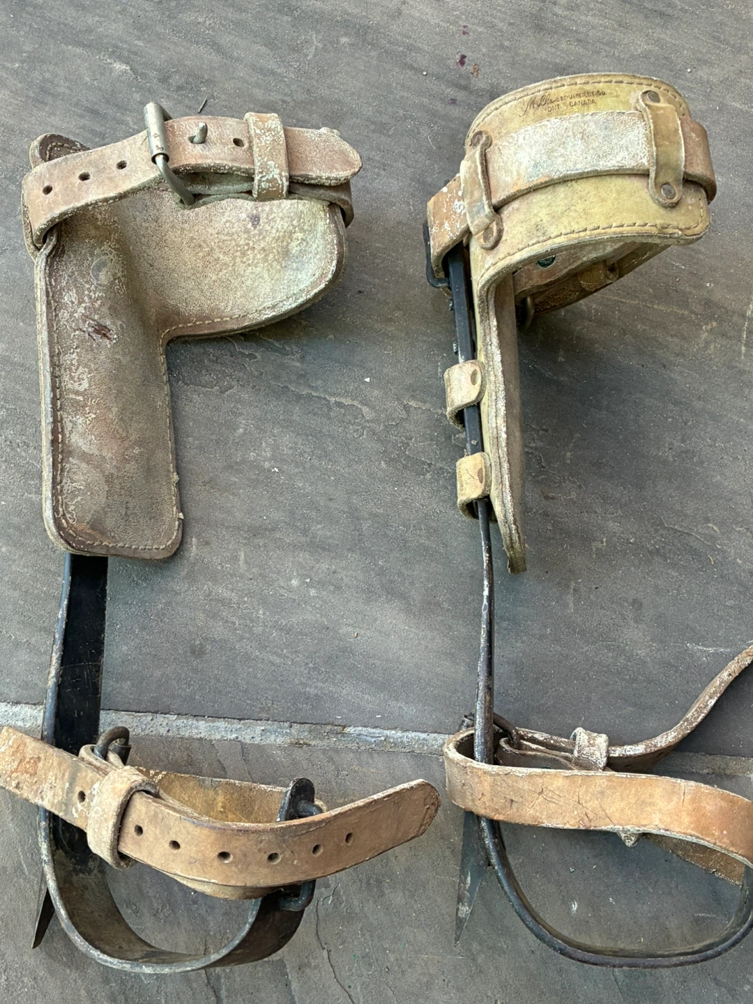 Vintage Lineman's Pole Climbing Spurs / Gaffs tool antique - photo 5