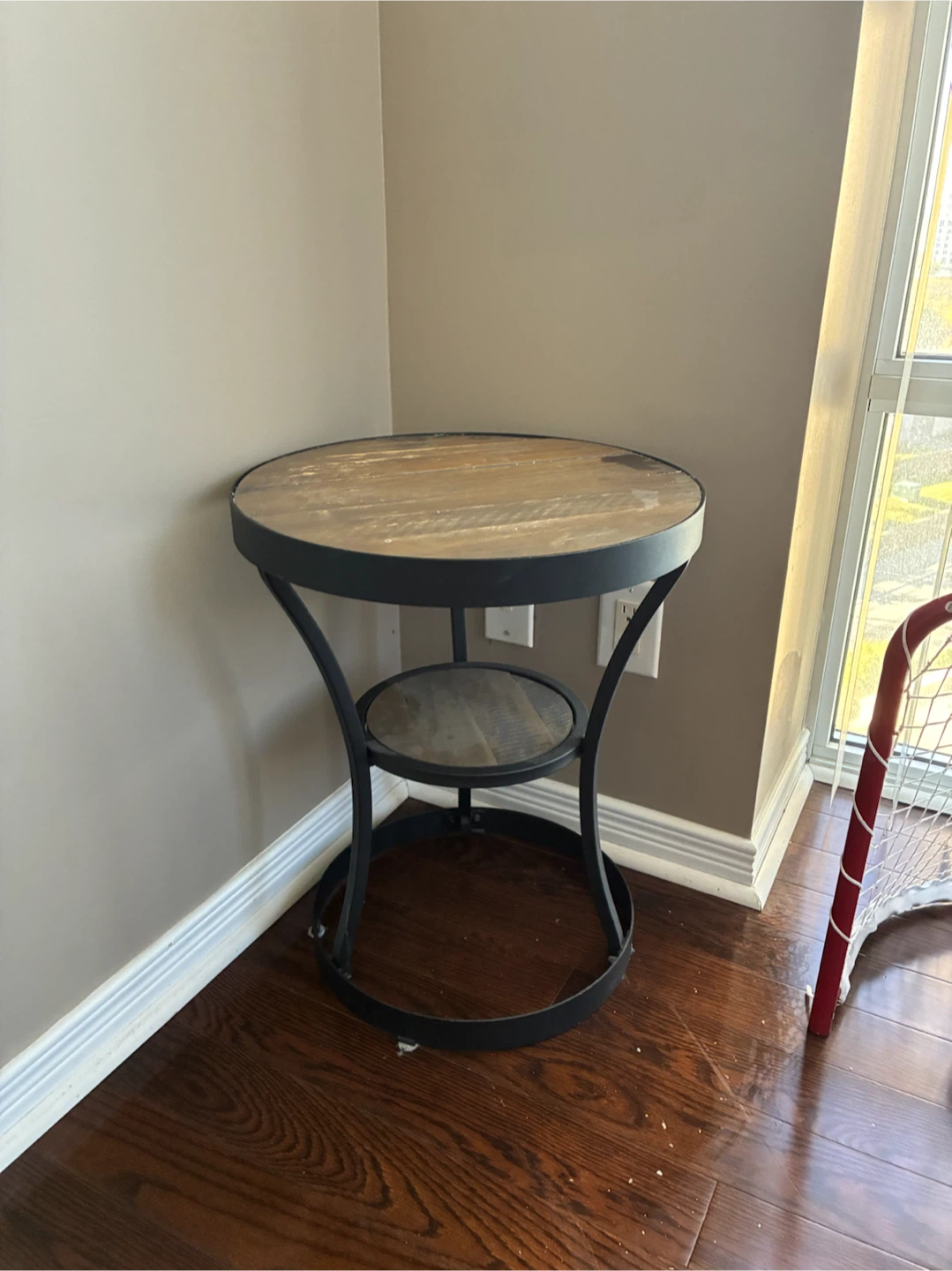 Rustic Industrial Round Side Table