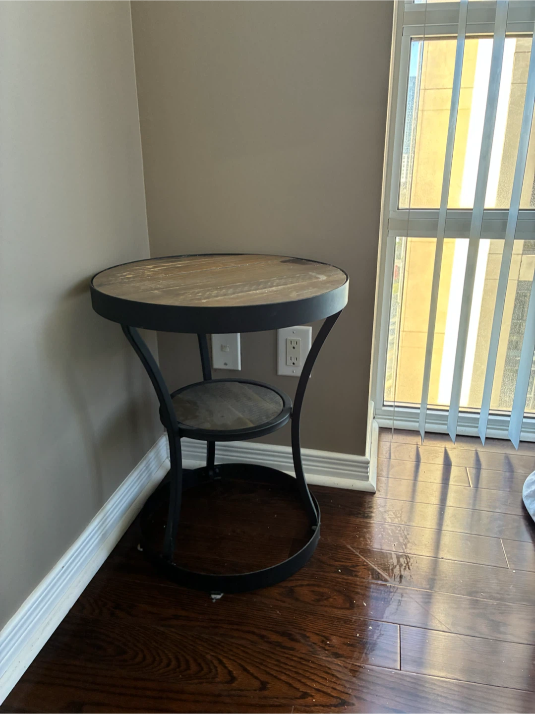 Rustic Industrial Round Side Table - photo 2