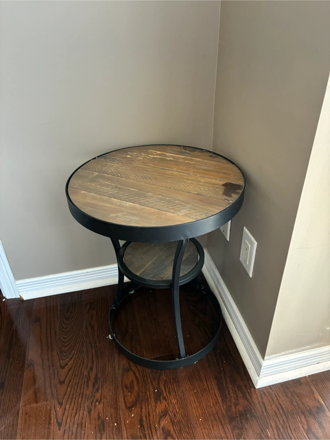 Rustic Industrial Round Side Table - photo 3