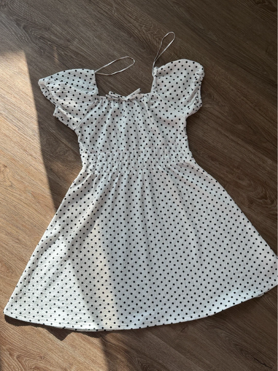 White polka dot mini dress