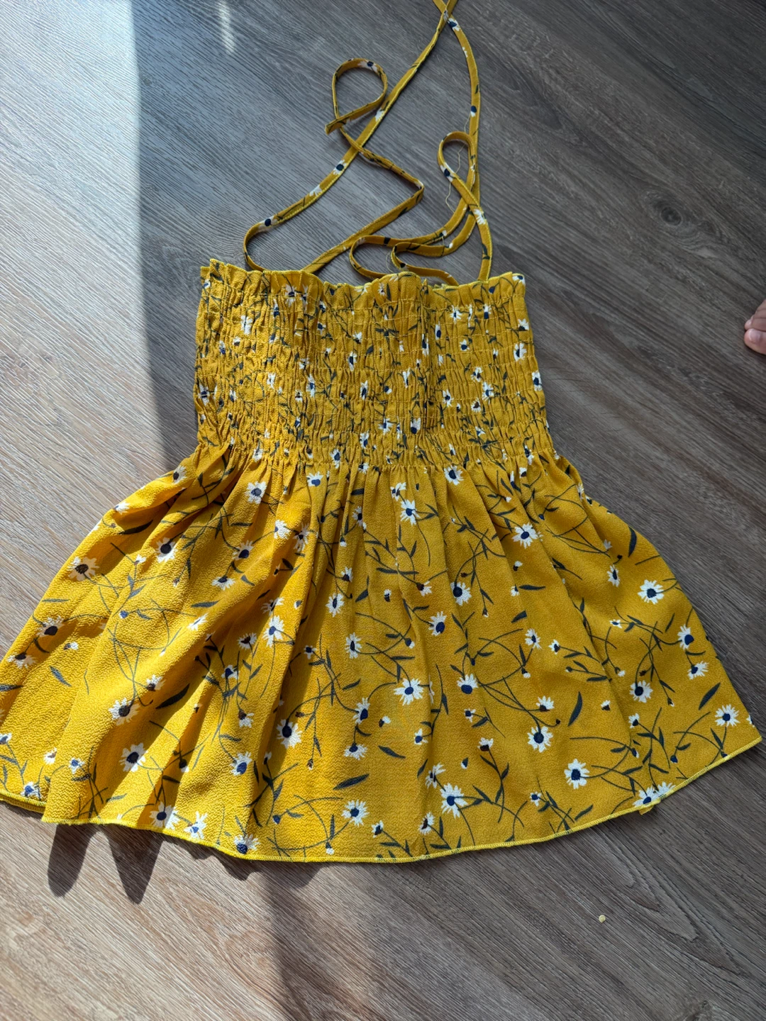 Yellow Floral Tie-Back Smocked Top - photo 2