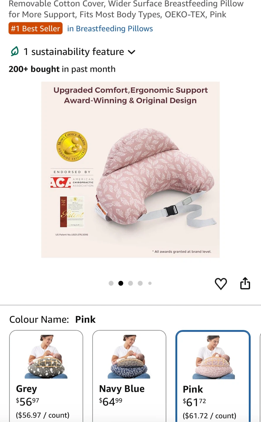 Ergonomic Breastfeeding Pillow - Pink - photo 2