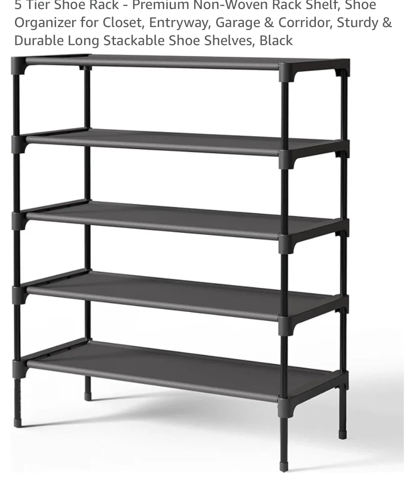 5-Tier Black Shoe Rack
