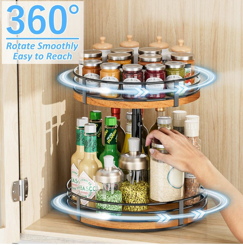 Rotating Spice Rack Organizer 2-tier