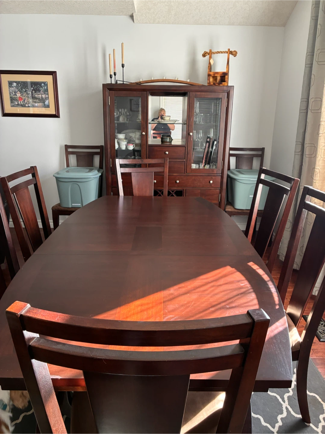 Dark Wood Dining Hutch with Wine Storage - photo 2