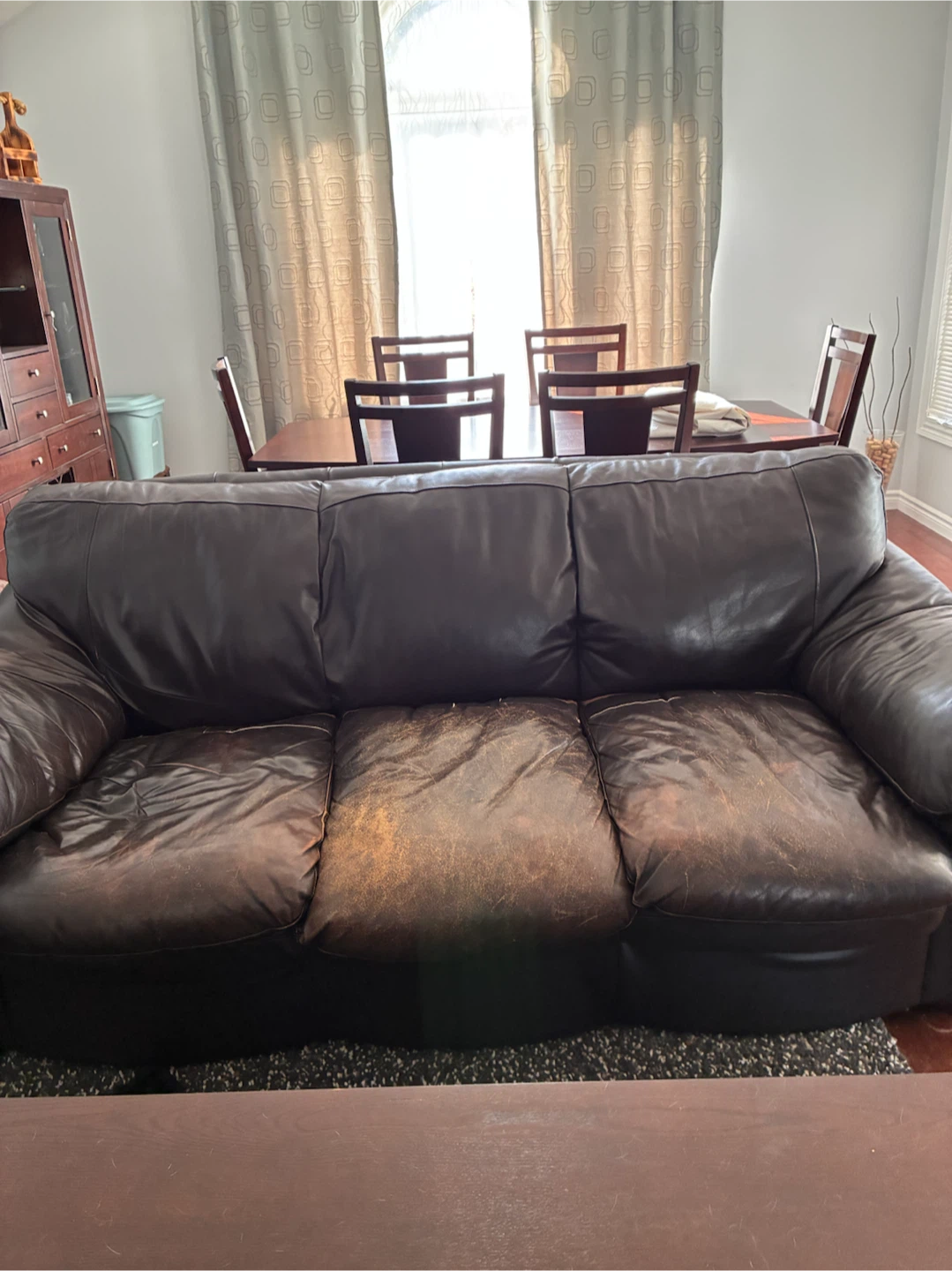 Dark Brown Leather Sofa Set