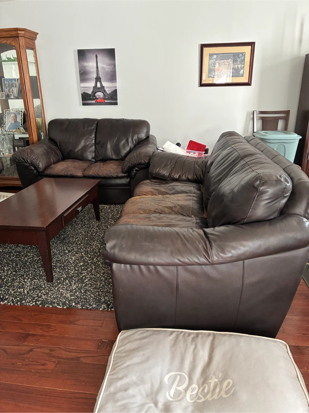 Dark Brown Leather Sofa Set - photo 3