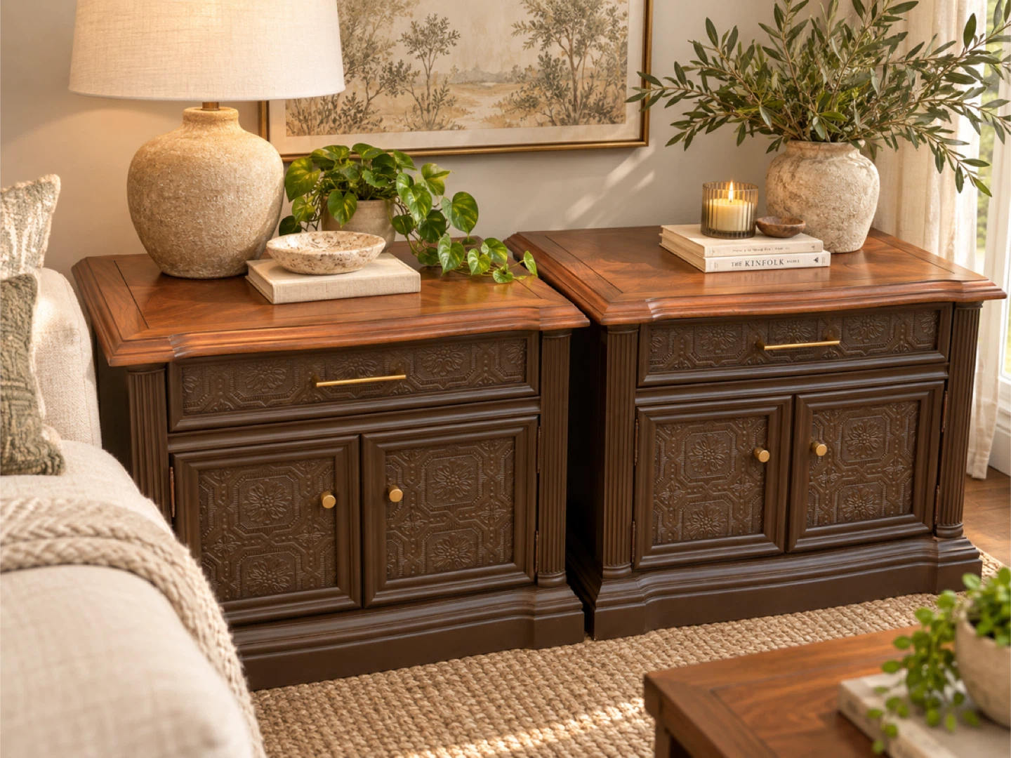 Leda End Tables / Nightstands – Refinished Vintage Pair - photo 3