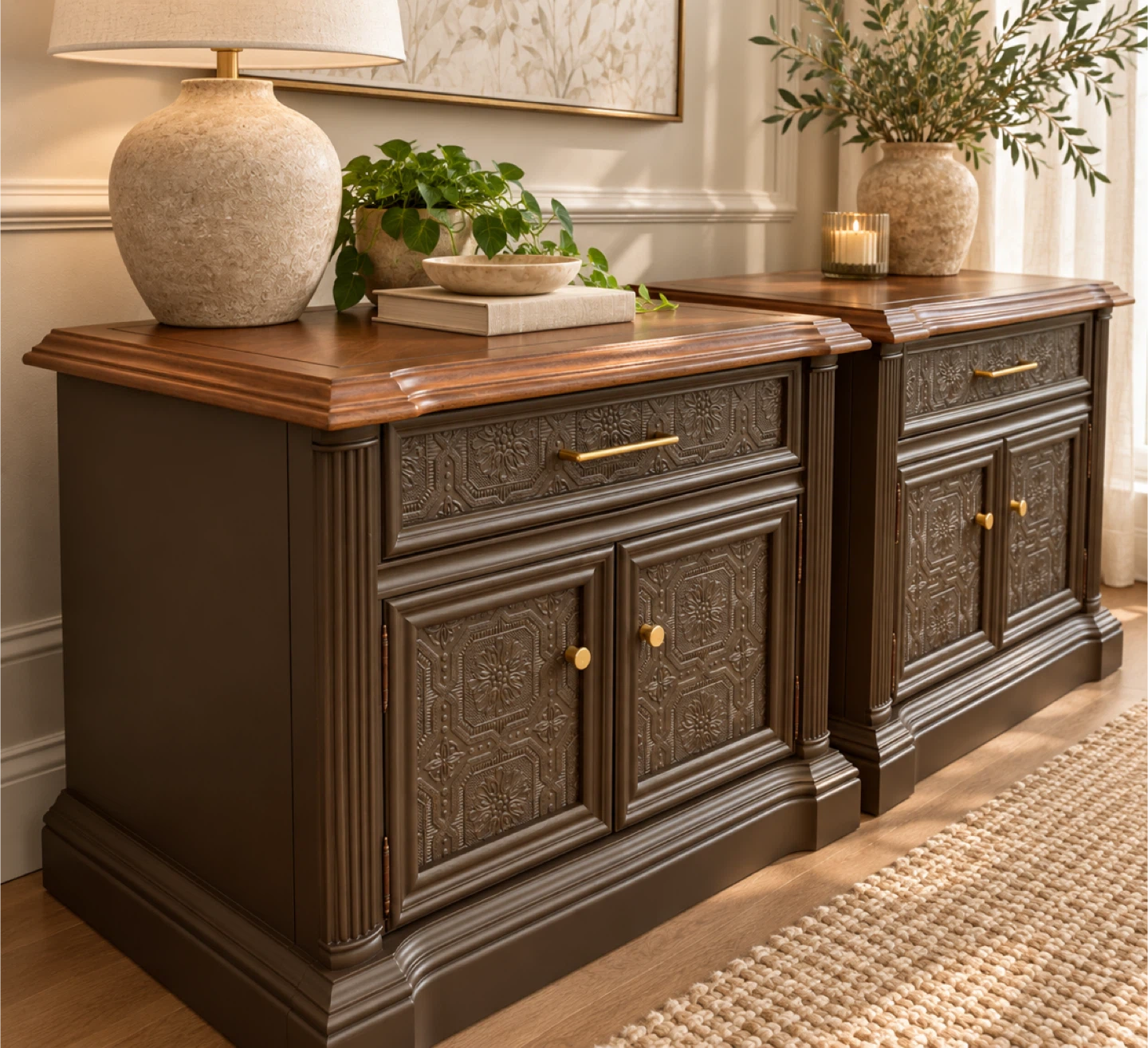 Leda End Tables / Nightstands – Refinished Vintage Pair - photo 2