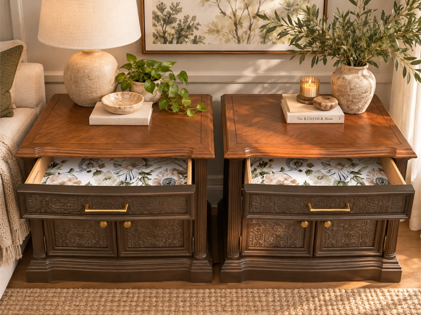 Leda End Tables / Nightstands – Refinished Vintage Pair - photo 4