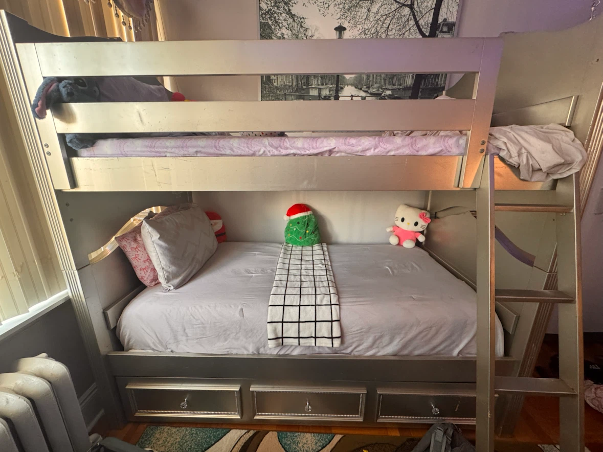Silver Bunk Bed with Integrated Storage