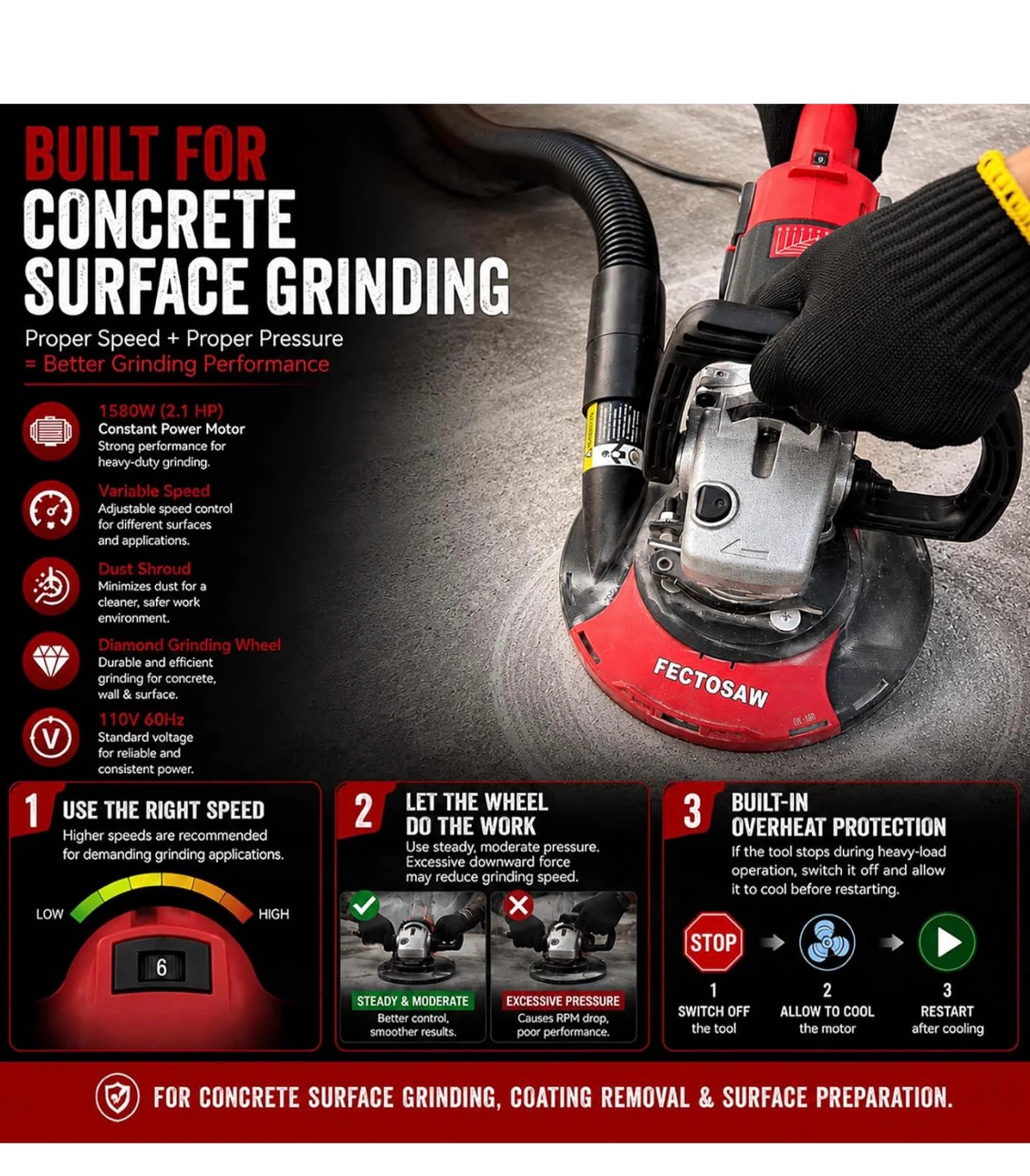 Fectosaw 7-Inch Concrete Grinder - photo 5