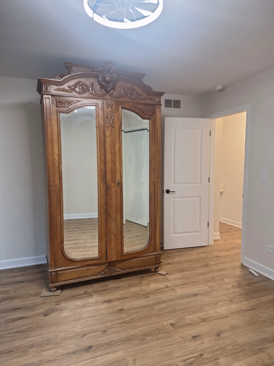 Antique French Style Carved Wood Armoire with Mirrors - photo 2