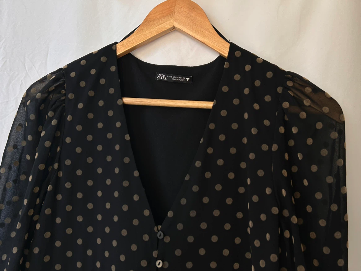 Zara Black Polka Dot Tiered Dress - photo 2