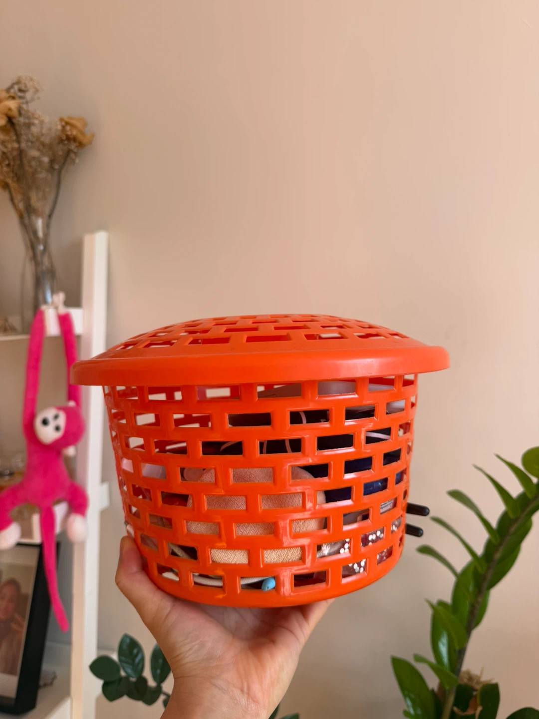 United Orange Plastic Storage Basket with Lid