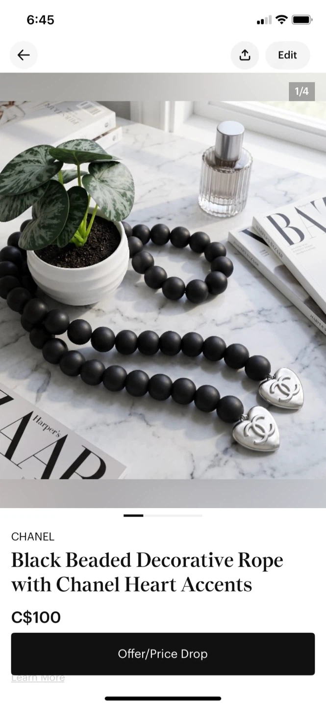 Chanel Black Beaded Decorative Garland