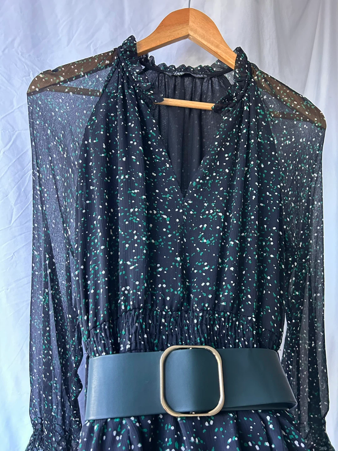 Zara Printed Maxi Dress with Belt – Size 4 - photo 2