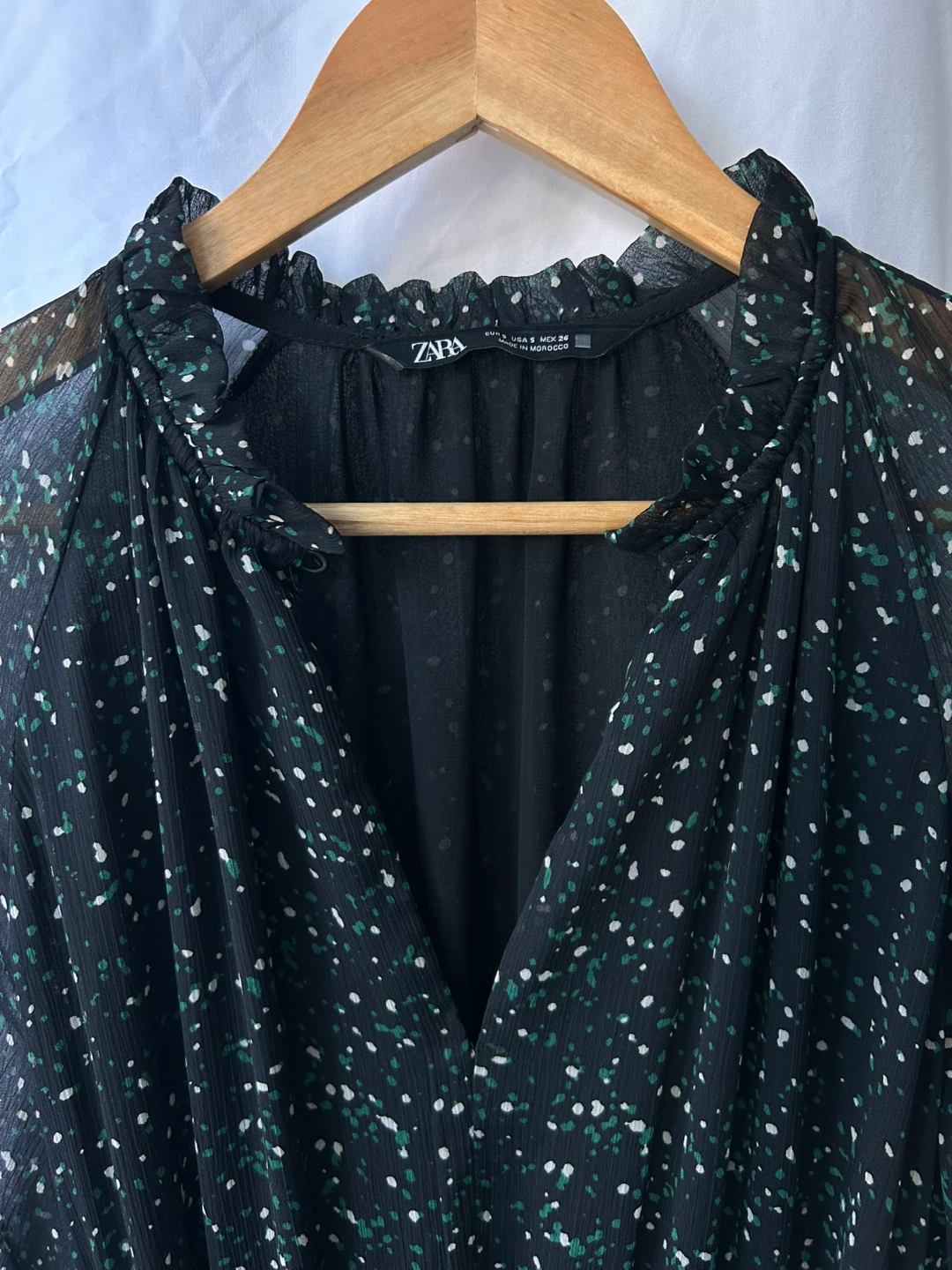 Zara Printed Maxi Dress with Belt – Size 4 - photo 3