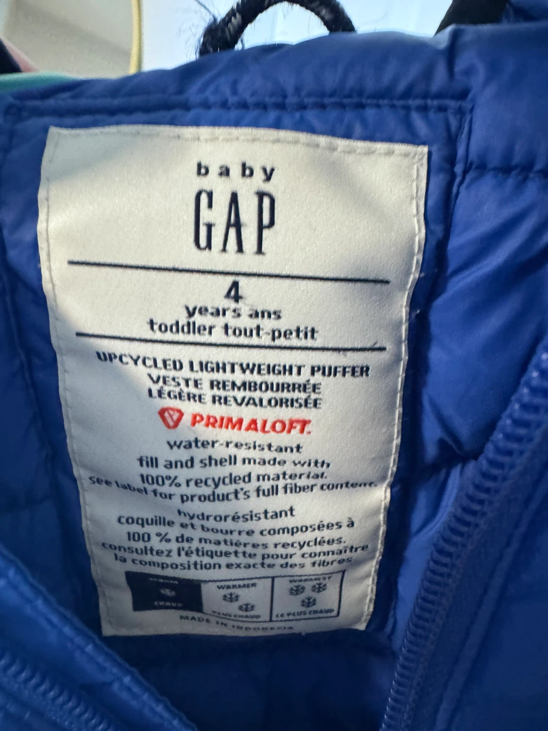 baby GAP Upcycled Lightweight Puffer Jacket 4T Blue - photo 3
