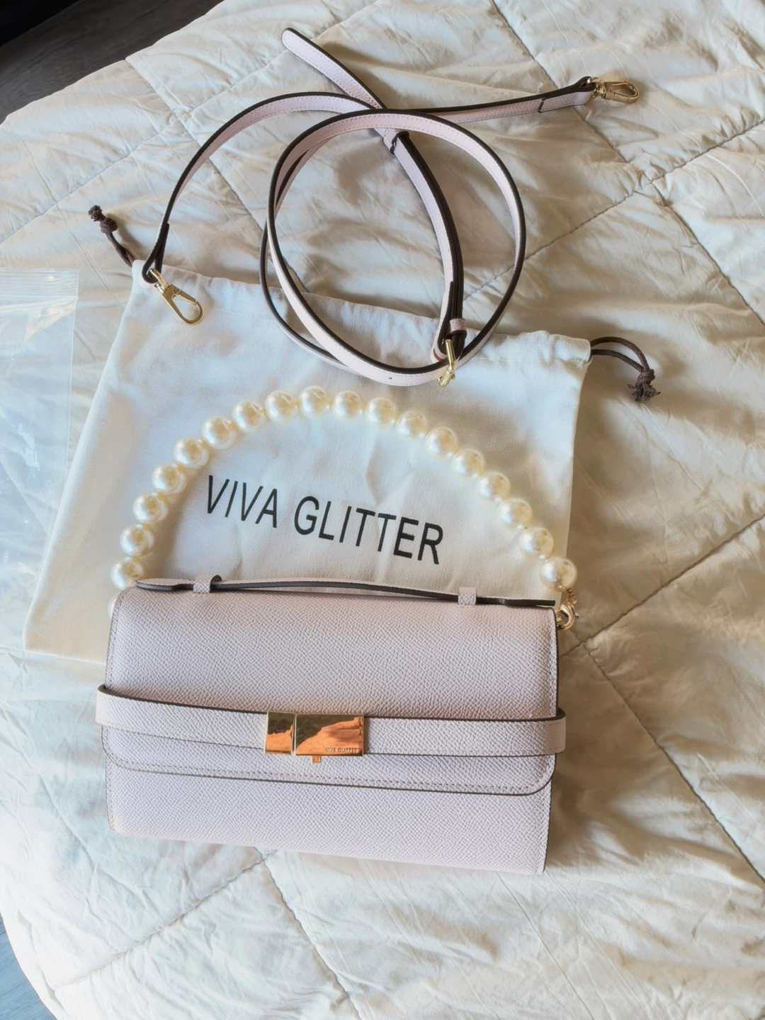 VIVA GLITTER Light Pink Pearl Handle Bag - photo 2