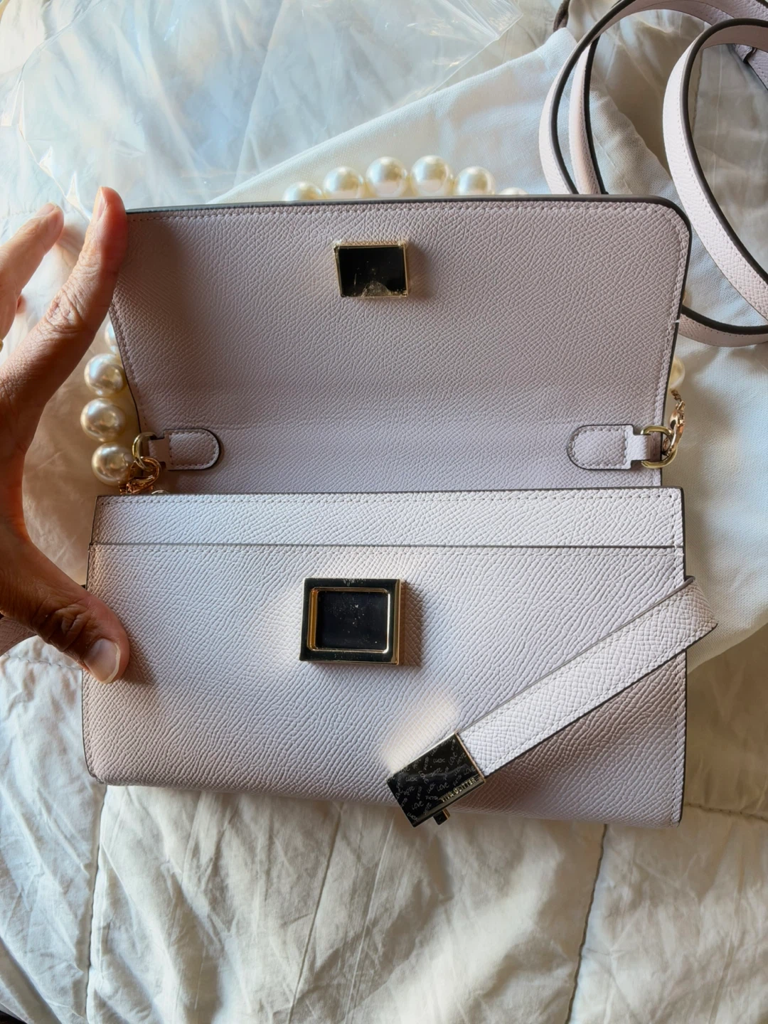 VIVA GLITTER Light Pink Pearl Handle Bag - photo 3