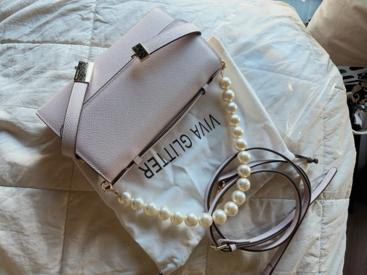 VIVA GLITTER Light Pink Pearl Handle Bag - photo 5