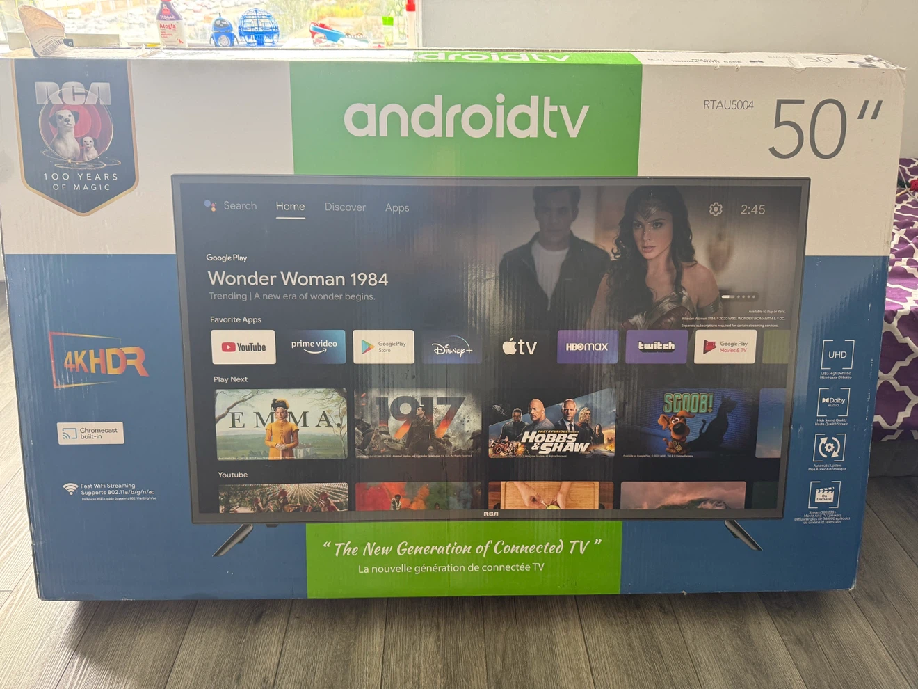 50" RCA Android TV 4K HDR - Smart TV along with TV stand