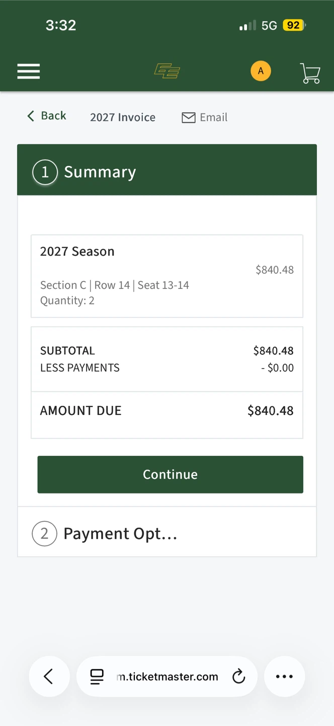 2027 Season Tickets - Section C, Row 14
